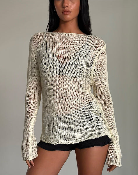 Image of Rajiya Open Weave Jumper in Ivory