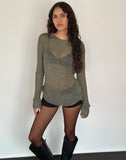 Image of Rajiya Open Weave Jumper in Olive