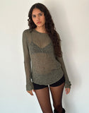 Image of Rajiya Open Weave Jumper in Olive