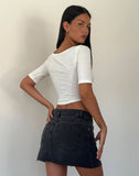 Image of Ralda Curved Hem Top in Cotton Hemp White
