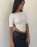 Image of Ralda Curved Hem Top in Cotton Hemp White