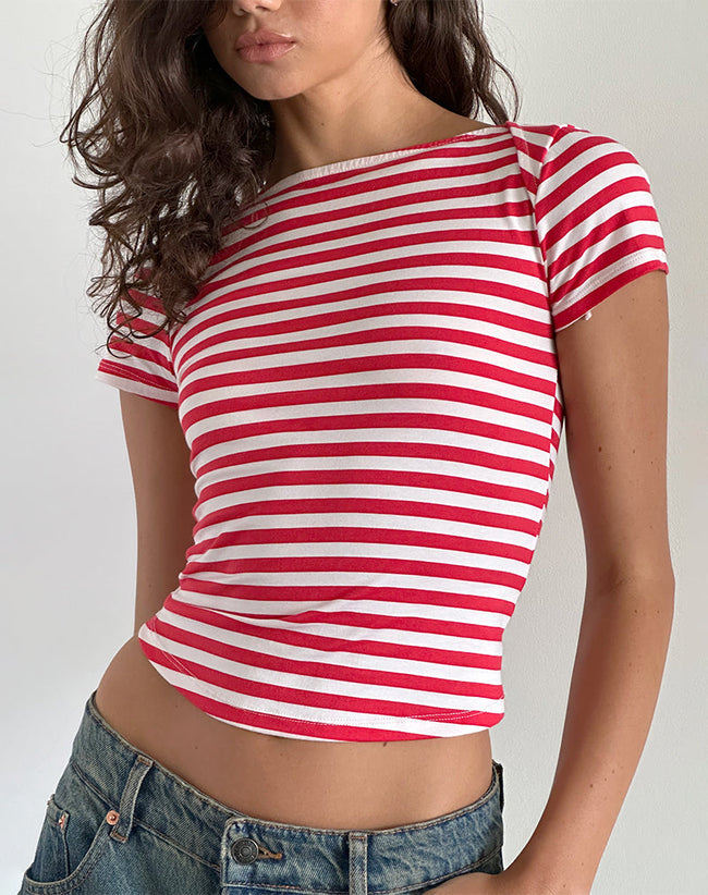 image of Ralina Top in Red and White Stripe