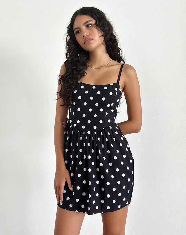 Image of Ramana Mini Dress in 80s Polka Black