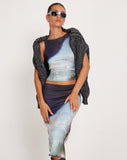 Image of Rujha Midi Skirt in Abstract Landscape Collage