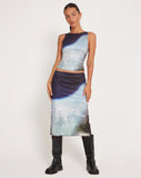 Image of Rujha Midi Skirt in Abstract Landscape Collage