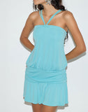 Image of Ramira Drop Waist Dress in Cupro Aqua