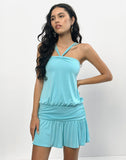 Image of Ramira Drop Waist Dress in Cupro Aqua