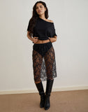 Image of Ramona Midi Skirt in Sequin Lace Black