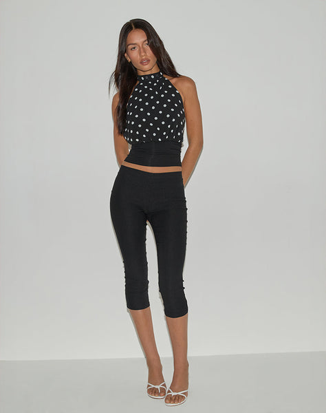 Image of Rania Backless Top in Polka Dot Black and White