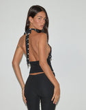Image of Rania Backless Top in Polka Dot Black and White
