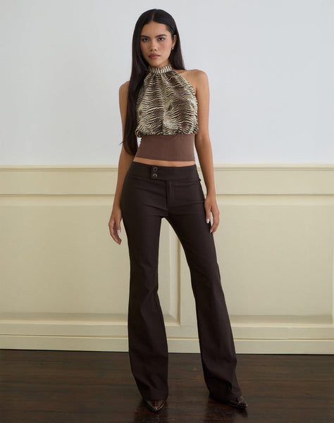 Image of Rania Top in Chiffon Wild Animal Align Brown