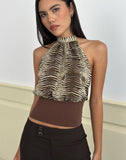Image of Rania Top in Chiffon Wild Animal Align Brown
