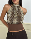 Image of Rania Top in Chiffon Wild Animal Align Brown