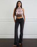Image of Rania Top in Pink Chiffon with Bold Polka Print