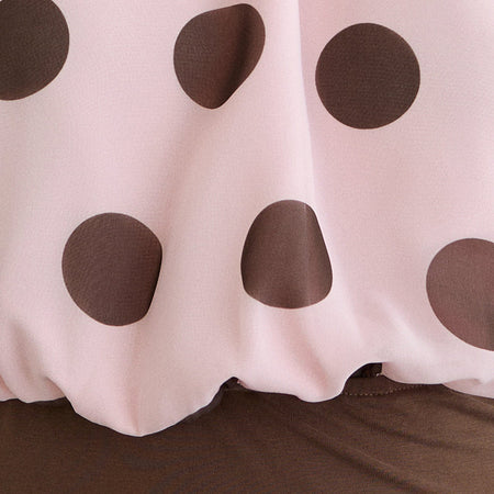 Rania Top in Pink Chiffon with Bold Polka Print