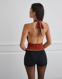 Image of Rania Backless Top in Polka Burnt Red