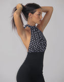 Image of Rania Backless Top in Basic Polka Black