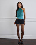 Image of Rania Backless Top in Stripe Satin Teal