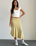 Image of Rans Waterfall Hem Midi Skirt in Flowing Flower Yellow