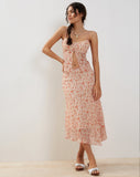 Image of Rans Waterfall Hem Chiffon Midi Skirt in Peach Cherry Blossom