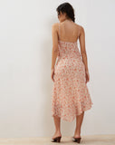 Image of Rans Waterfall Hem Chiffon Midi Skirt in Peach Cherry Blossom