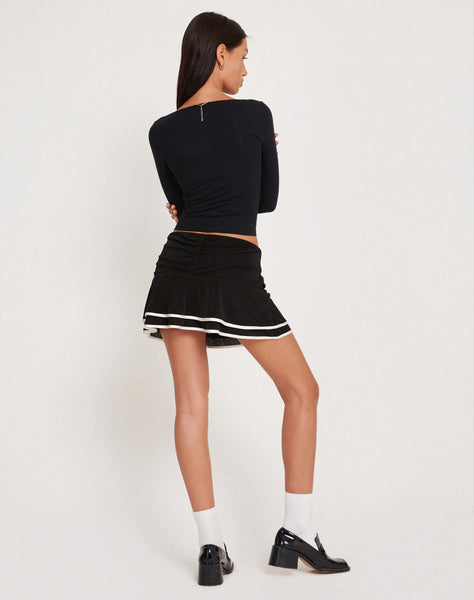 Image of Ranta Mini Skirt in Black with Ivory Binding