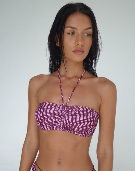 Orla Mini Skirt in Mesh Purple Irregular Polka