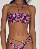 Image of Farida Bikini Bottom in Purple Irregular Polka