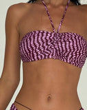 Image of Raqui Bikini Top in Purple Irregular Polka