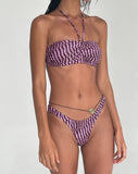 Image of Farida Bikini Bottom in Purple Irregular Polka