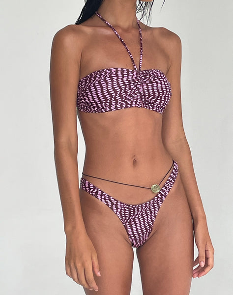 Image of Farida Bikini Bottom in Purple Irregular Polka