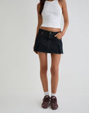 Image of Raw Hem Dart Mini Skirt in Indigo