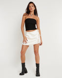 Image of Raykoz Mini Skirt in Satin Ivory