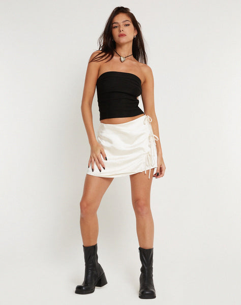 Image of Raykoz Mini Skirt in Satin Ivory