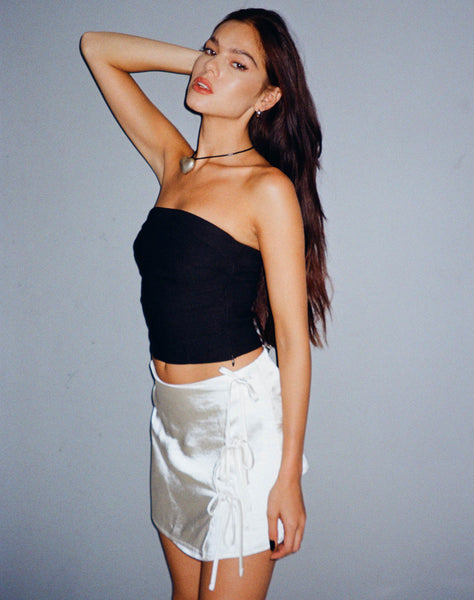 Image of Raykoz Mini Skirt in Satin Ivory