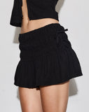 Image of Rikako Shirred Mini Skirt in Black