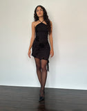 Image of Redi Mini Halterneck Dress in Orchids Flock Black