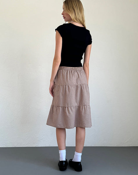 Image of Reef Midi Skirt in Mini Gingham Brown