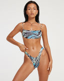 Farida Bikini Bottom in Warped Zebra Blue