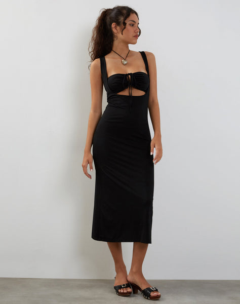 Image of Reina Cut Out Bodycon Midi Dress in Black