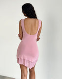 Image of Renata Asymmetrical Mini Dress in Mesh Baby Pink