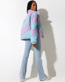 Image of Renee Puffa Jacket in Panelled Purple and Blue