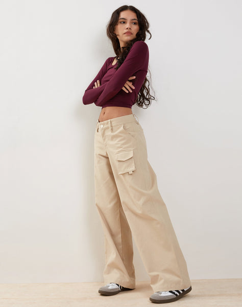 Image of Renee Wide Leg Cargo Trouser in Ecru