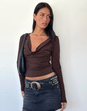 Image of Renice Cowl Long Sleeve Top in Bitter Chocolate