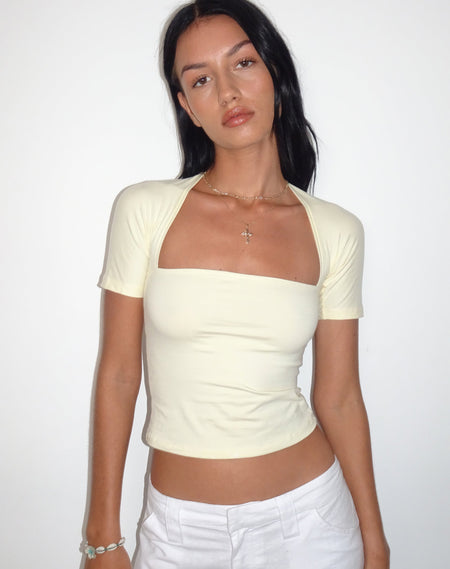 Requa Short Sleeve Square Neck Top in White