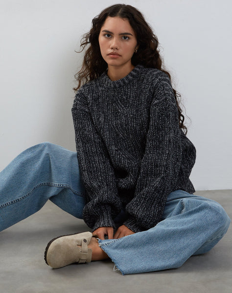 image of Amieta Knitted Jumper in Shadow Grey