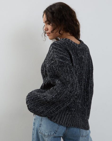 image of Amieta Knitted Jumper in Shadow Grey