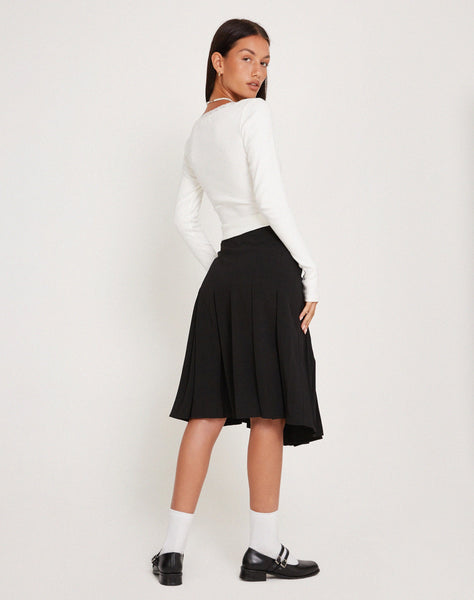 image of Madelyn Pleated Midi Skirt in Black