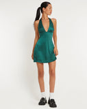 Image of Coda Slip Dress in Satin Forest Green