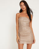 image of Demaka Strapless Mini Dress in Sequin Light Bronze